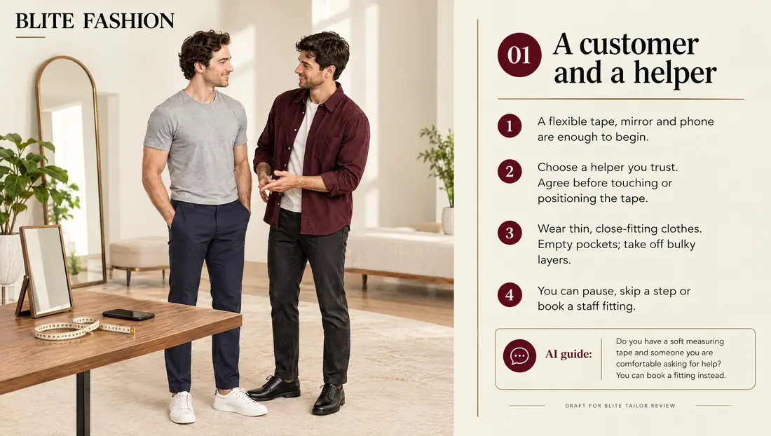 Measuring step 1: A customer and a helper