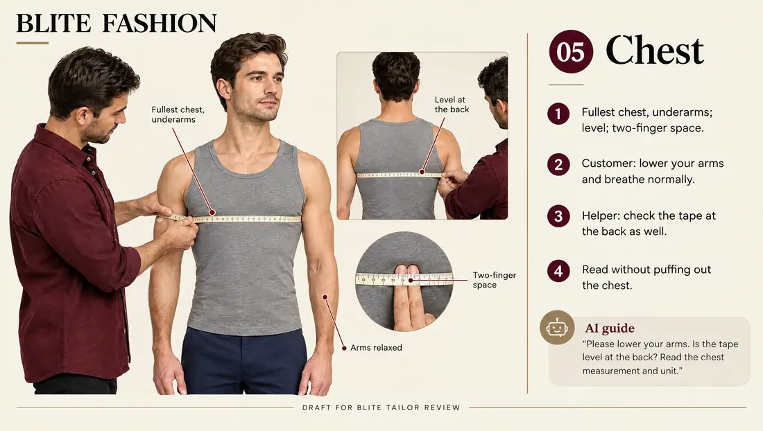 Illustration from the guided measuring: taking the chest measurement