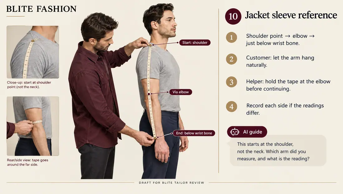 Measuring step 10: Jacket sleeve reference