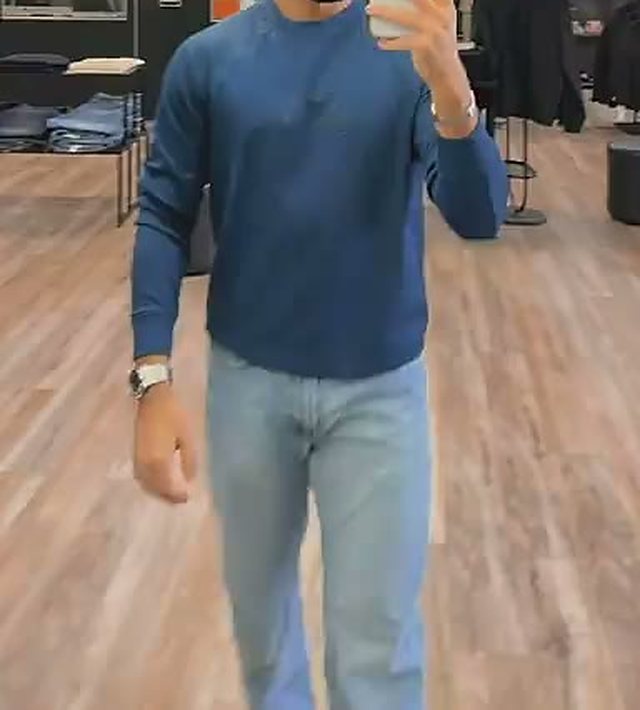Blue Long-Sleeve Knit Polo