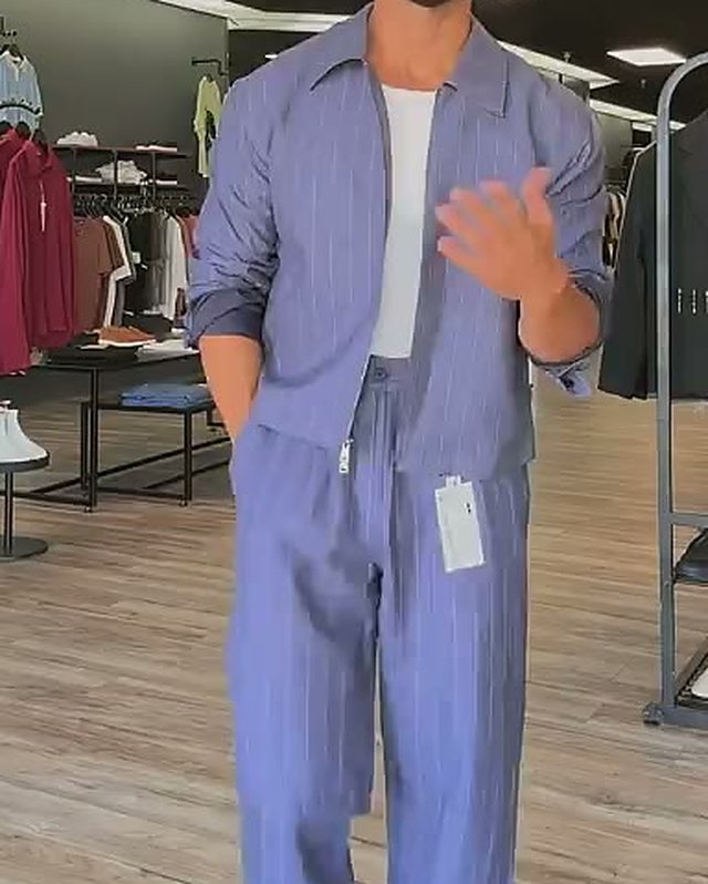 Blue Overshirt & Trouser Set